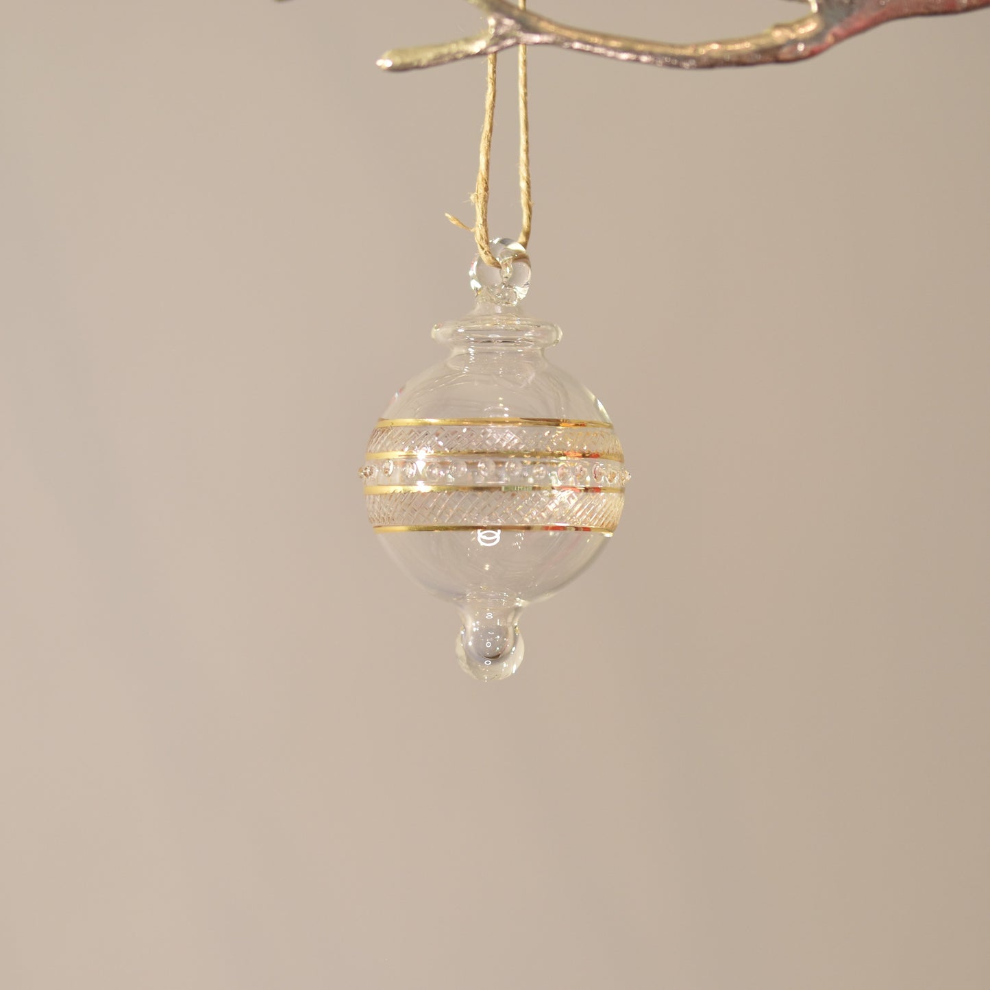 Infinity Handblown Glass Bauble - Gold & Clear - Small