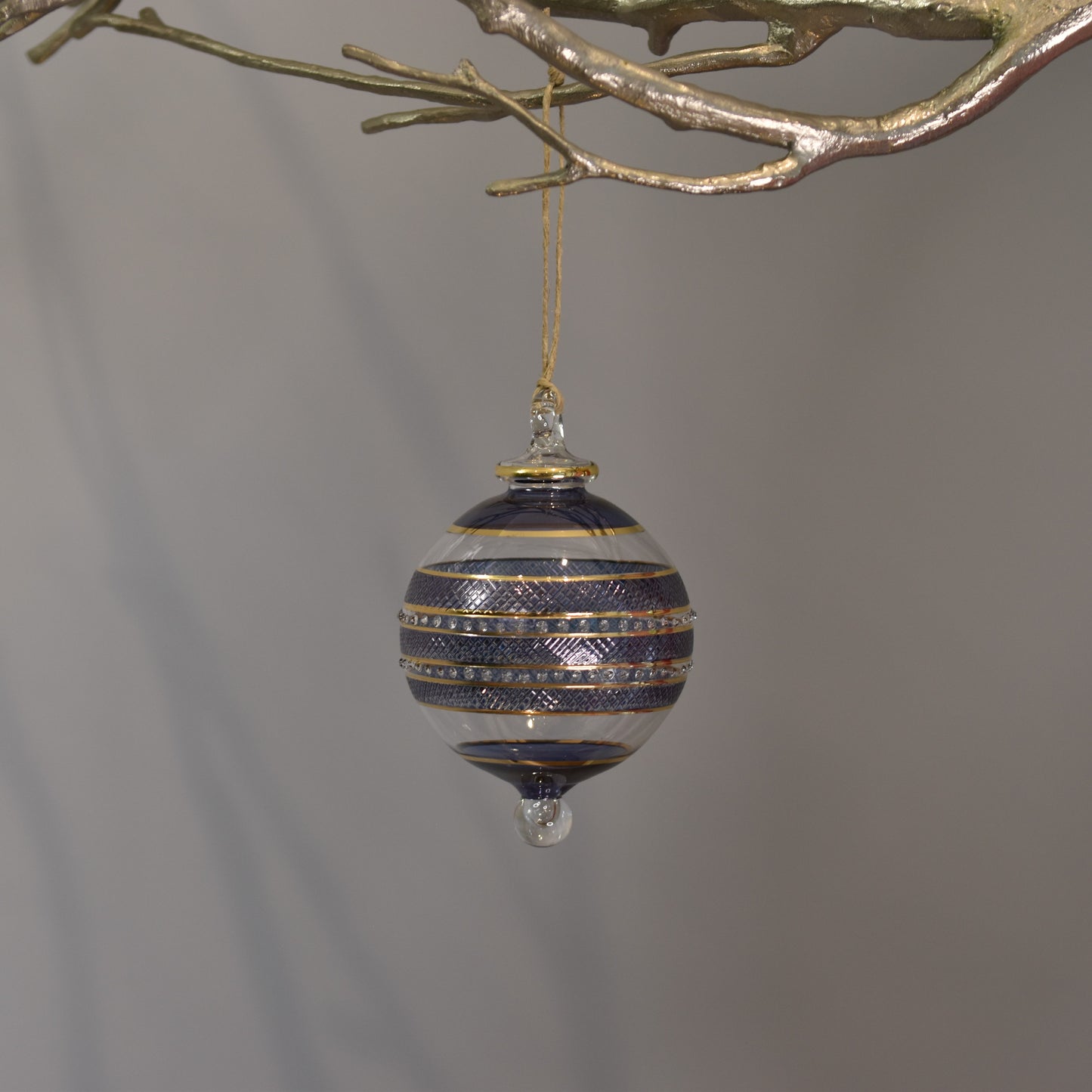 Infinity Band Glass Bauble - Iridescent Blue & Gold - Large