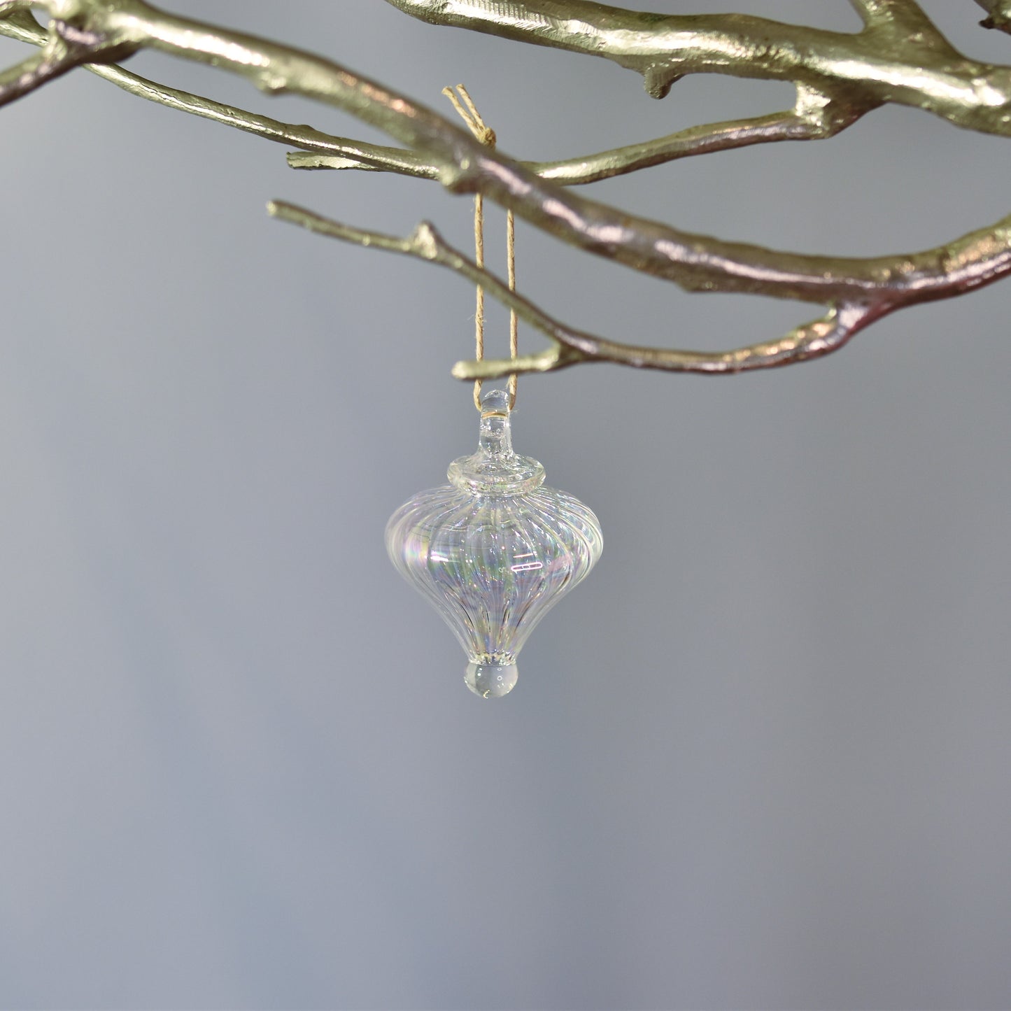 Victorian Lantern - Egyptian Glass Bauble - Clear Iridescent - Small