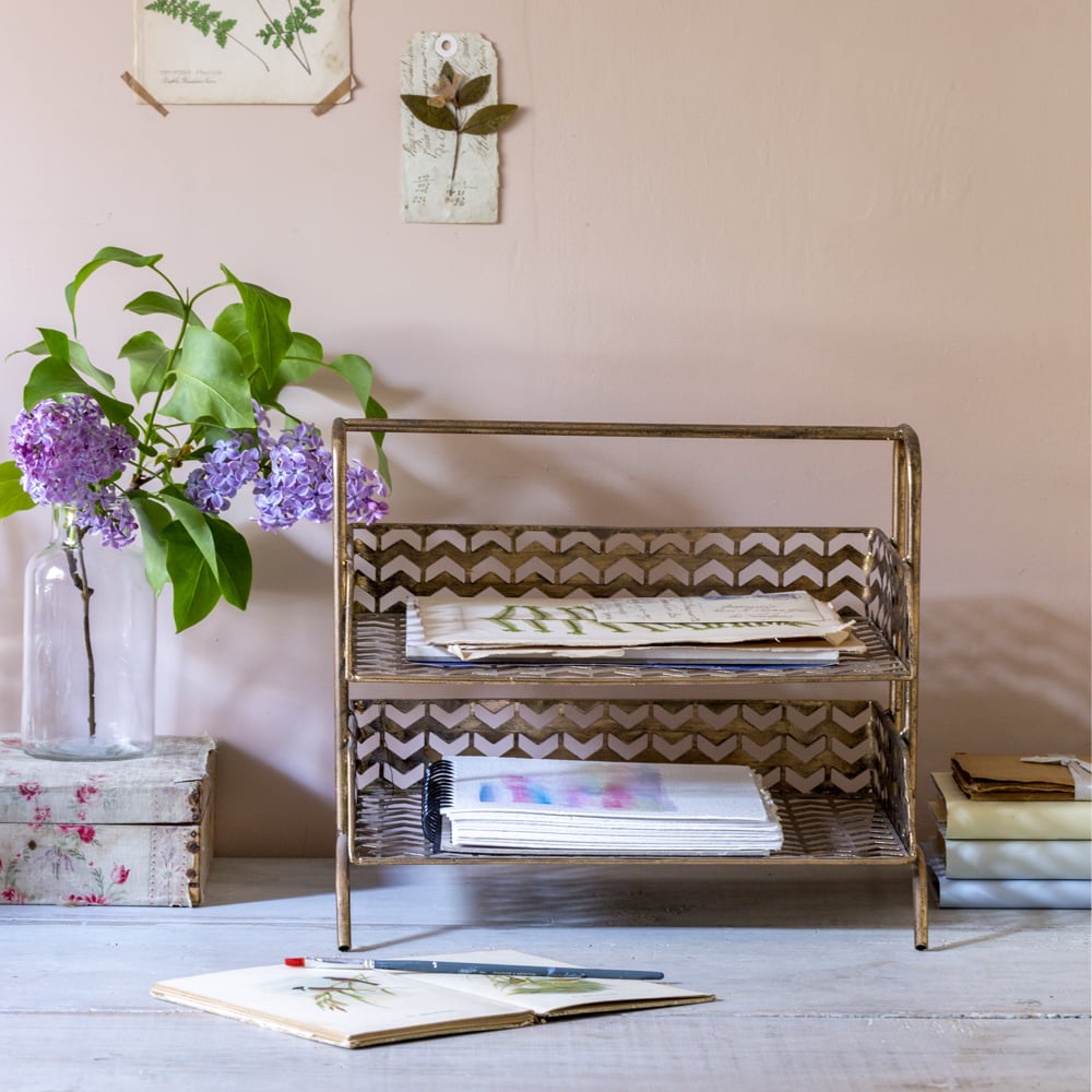 Gold Desk Tray Office Tidy