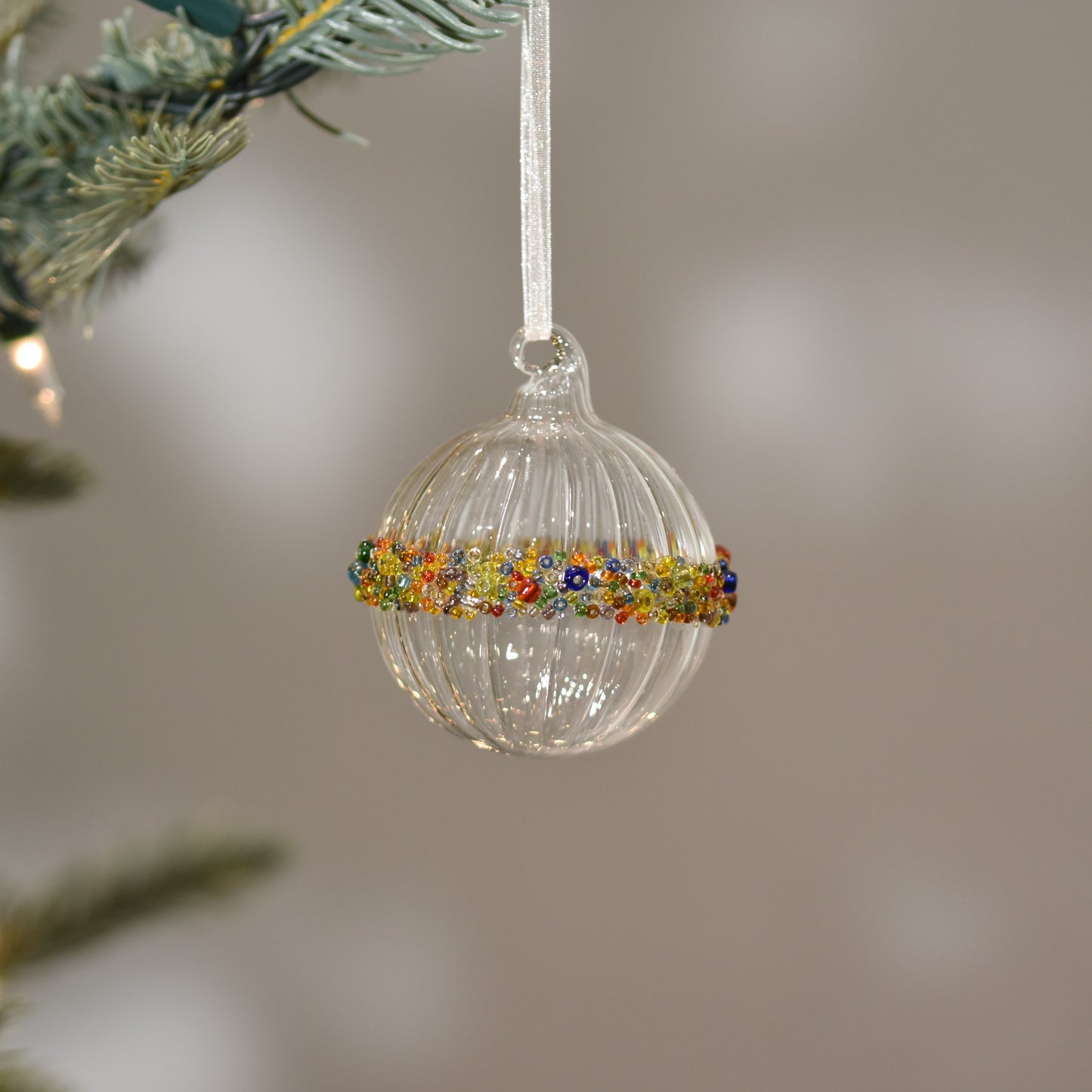 Multi Colour Cluster Band Glass Bauble
