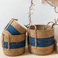 Blue Straw Baskets - Set of Three