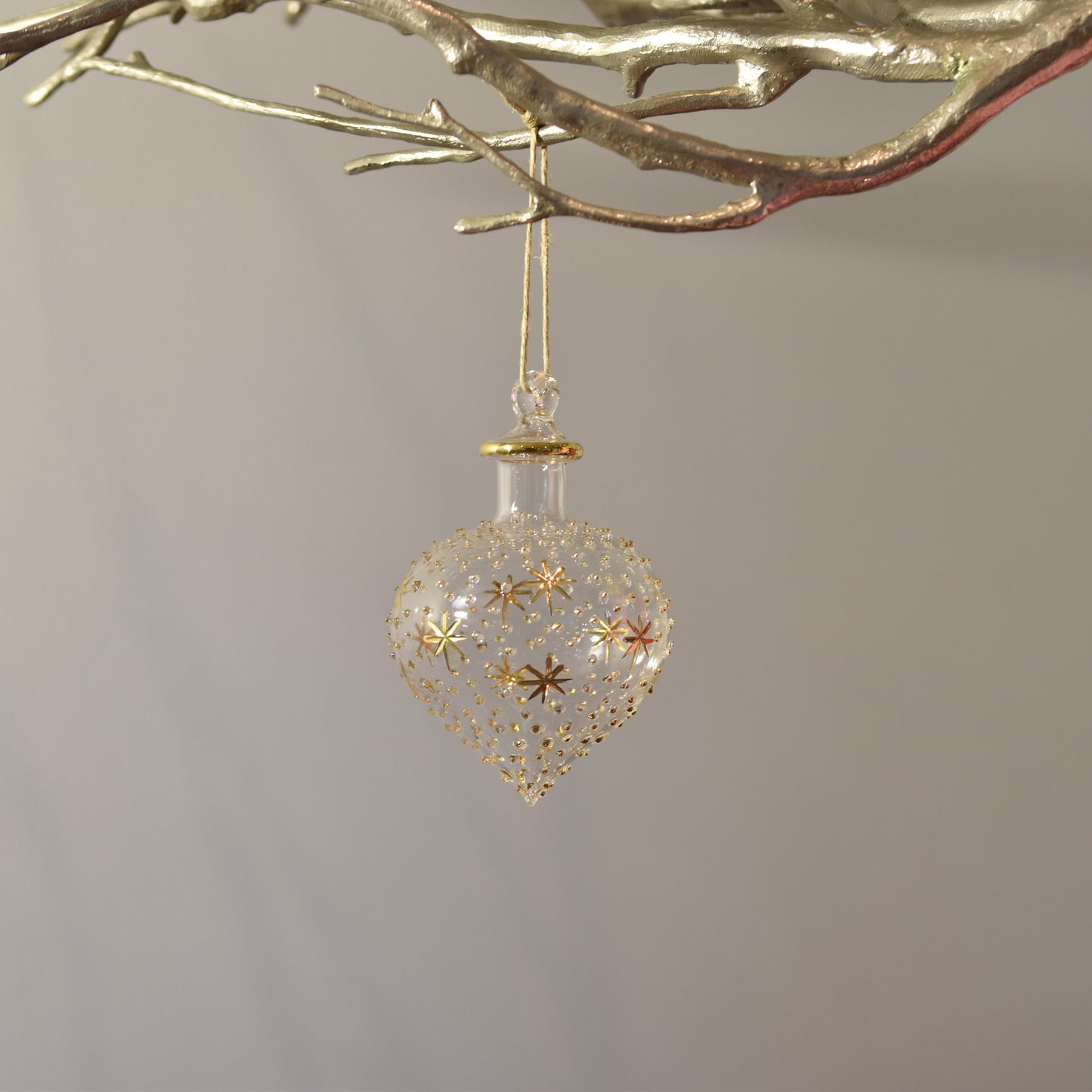 Night Sky Onion Handblown Glass Bauble - Gold & Clear - Large