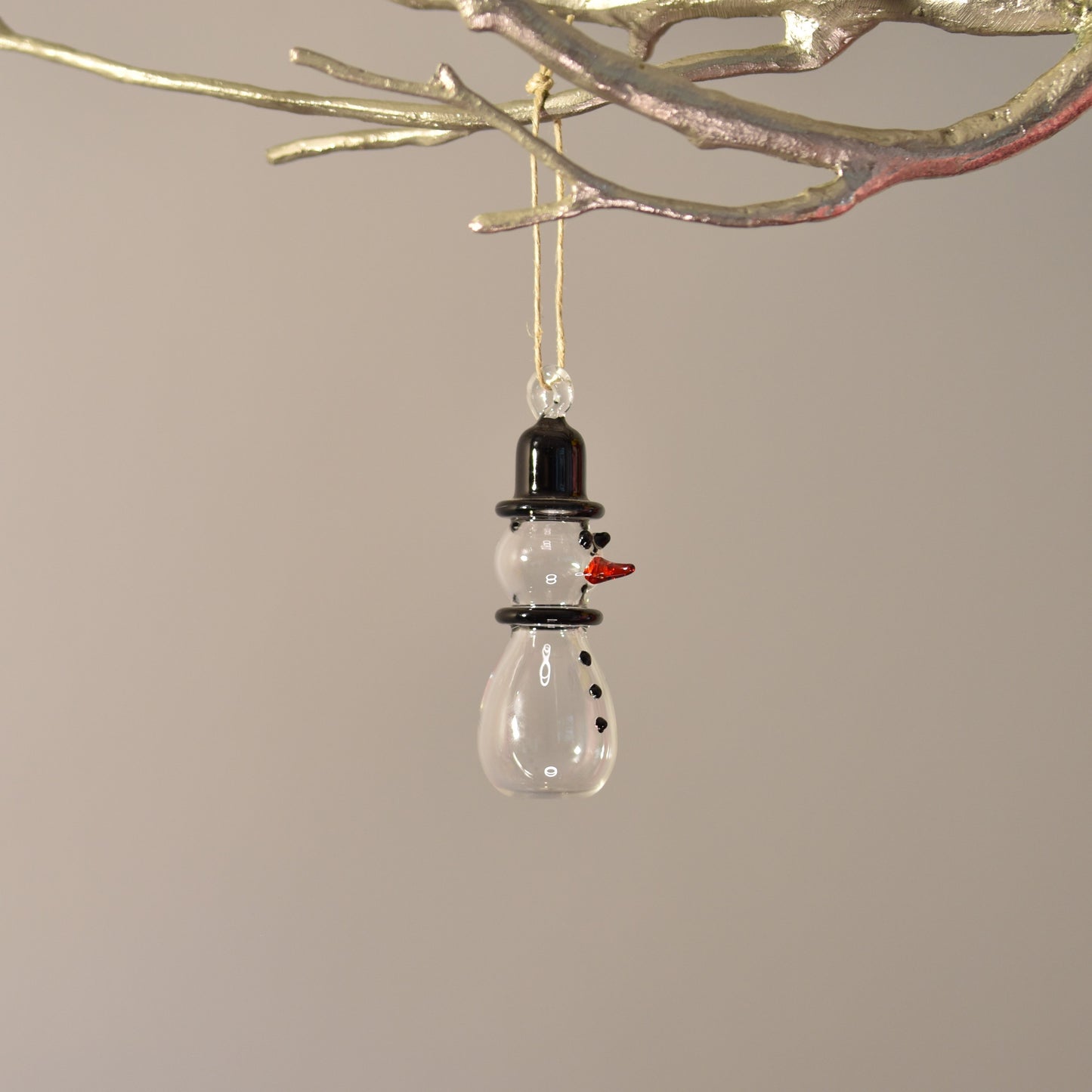 Retro Snowman Handblown Glass Bauble - Small