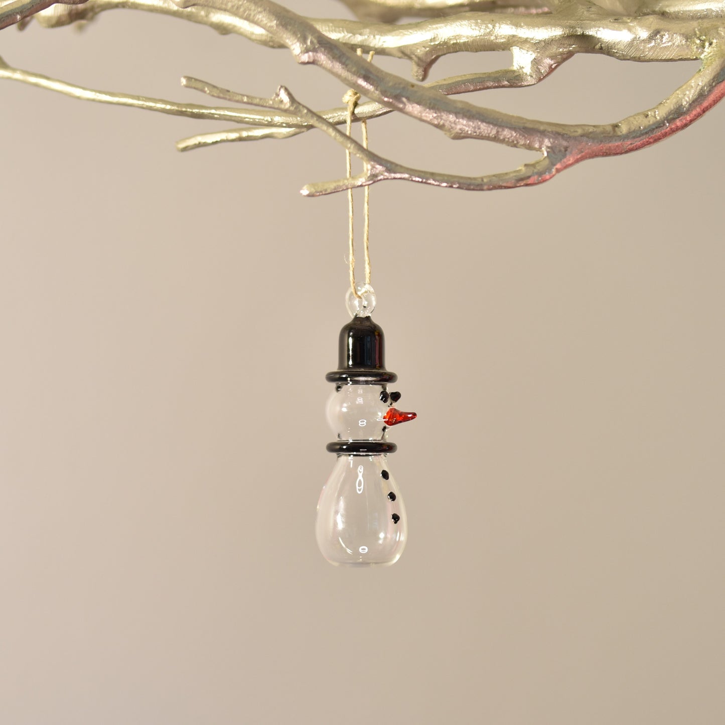 Retro Snowman Handblown Glass Bauble - Small