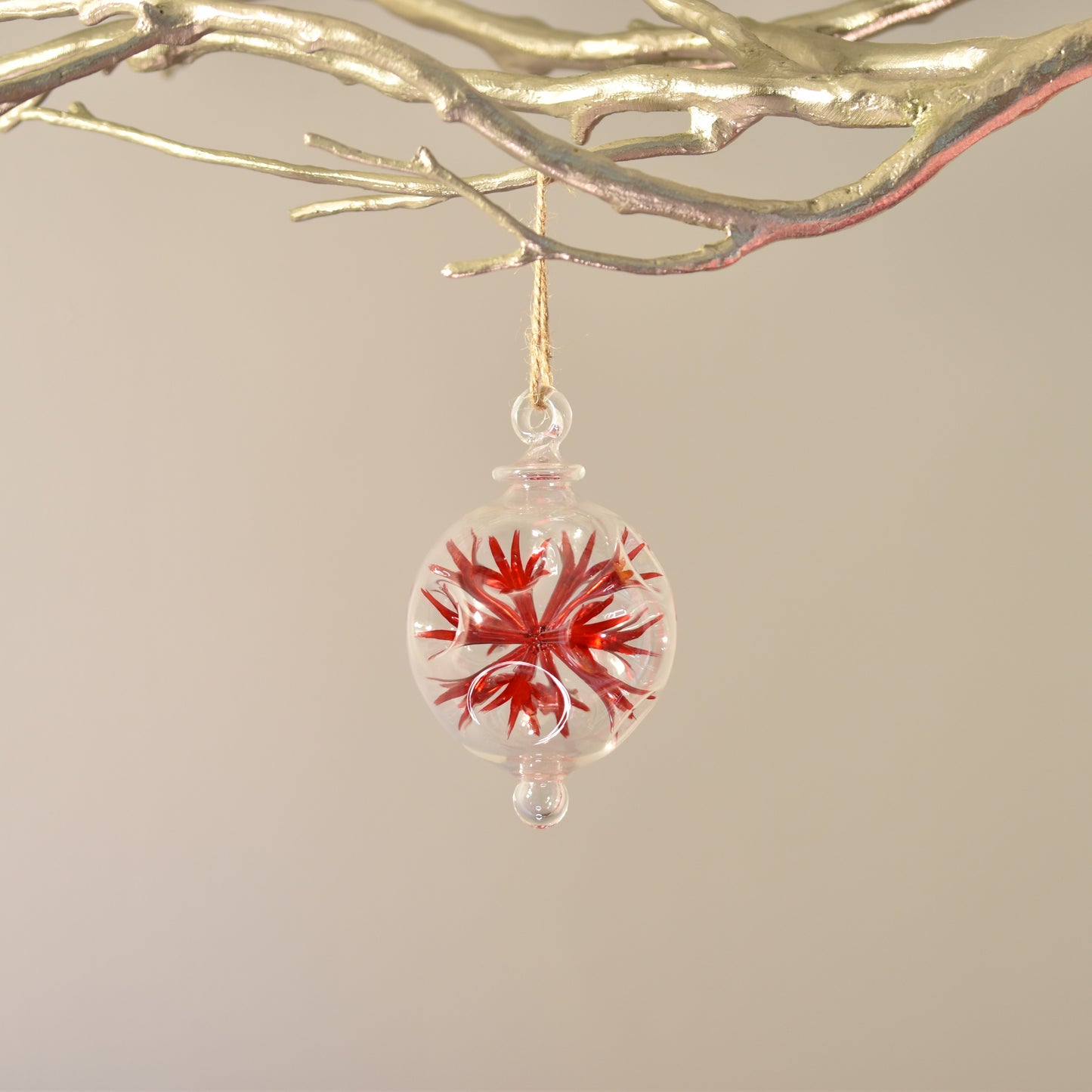Retro Trumpets Handblown Glass Bauble - Red - Large