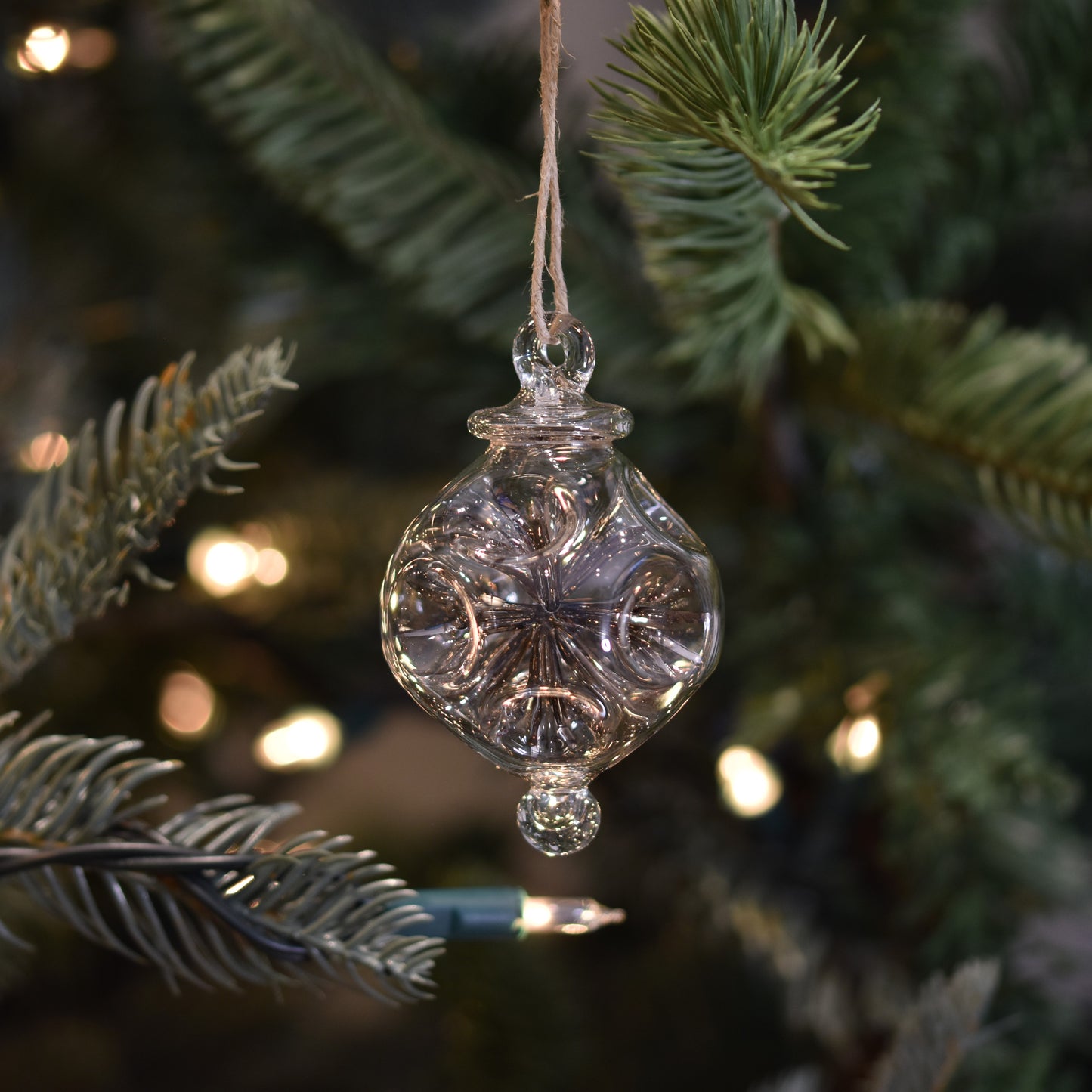 Retro Trumpets Handblown Glass Bauble - Silver - Small