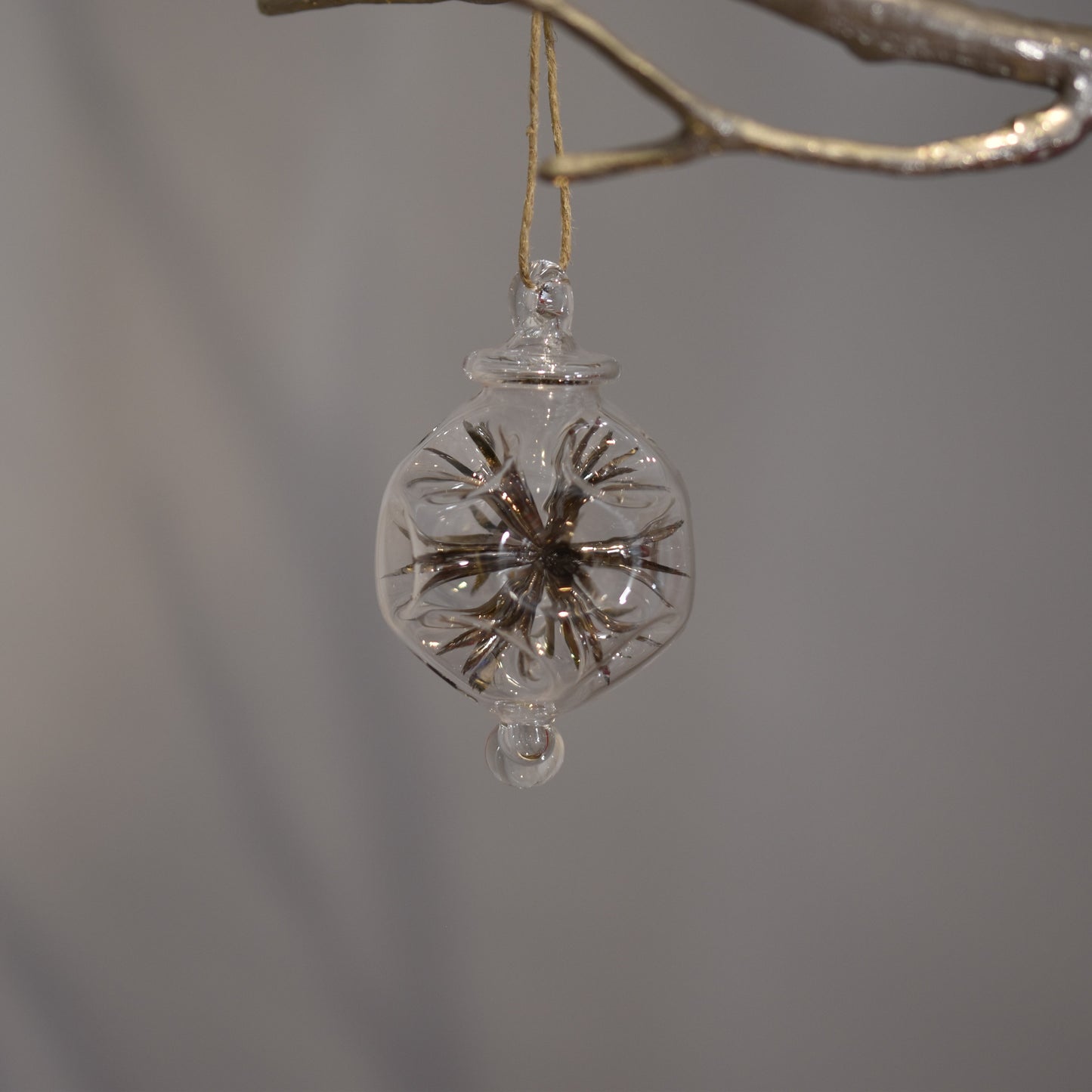 Retro Trumpets Handblown Glass Bauble - Silver - Small