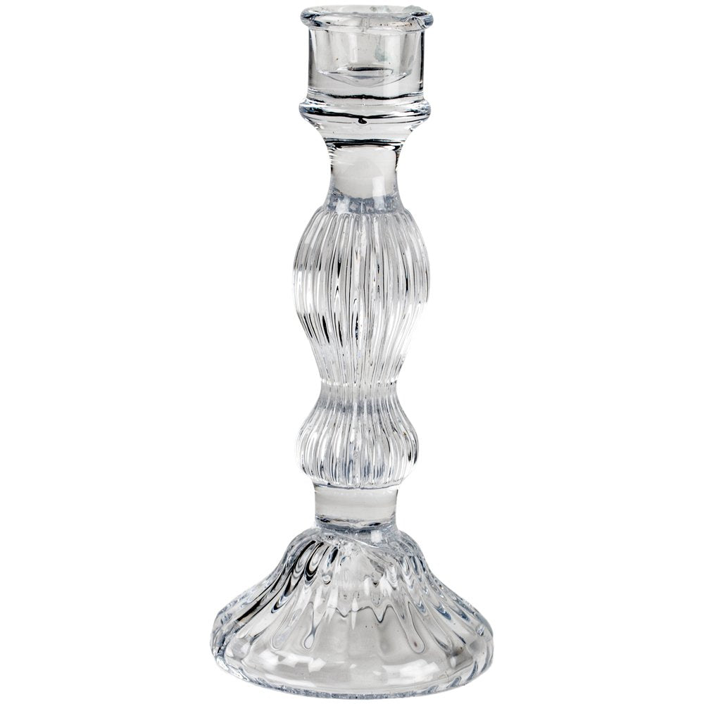 Ribbed Glass Candle Stick Holder