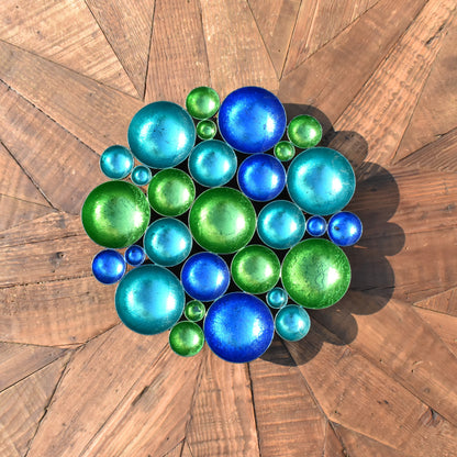 Foiled T-Light Holder Centrepiece - Green Aqua Blue