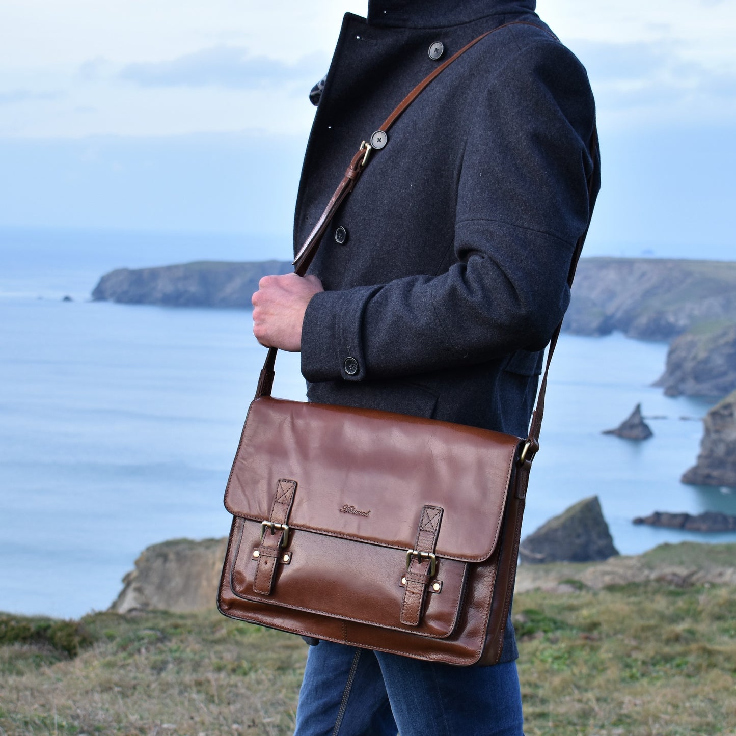 Traditional Leather Messenger Bag - Standard Size