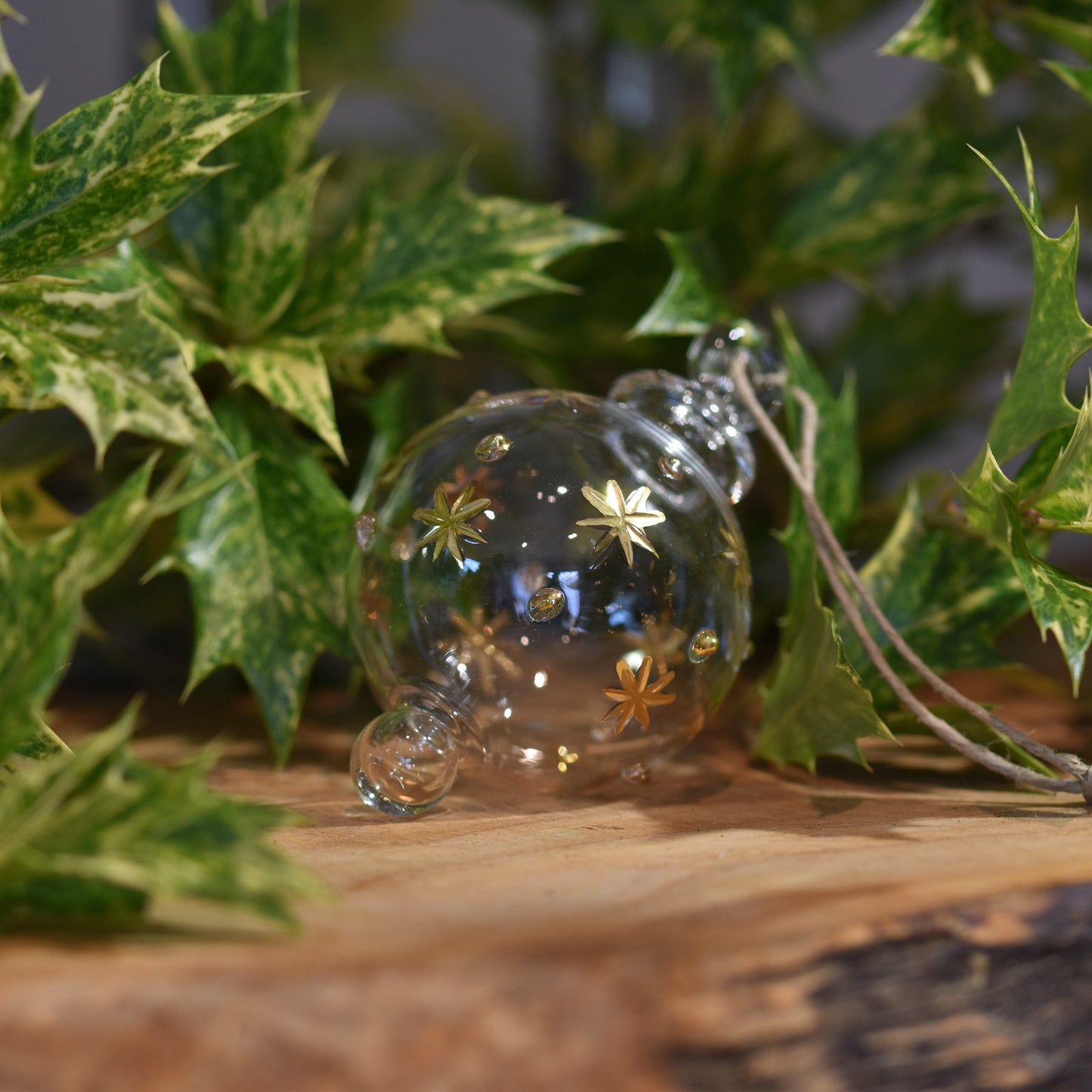 Night Sky Handblown Glass Bauble - Gold & Clear - Small