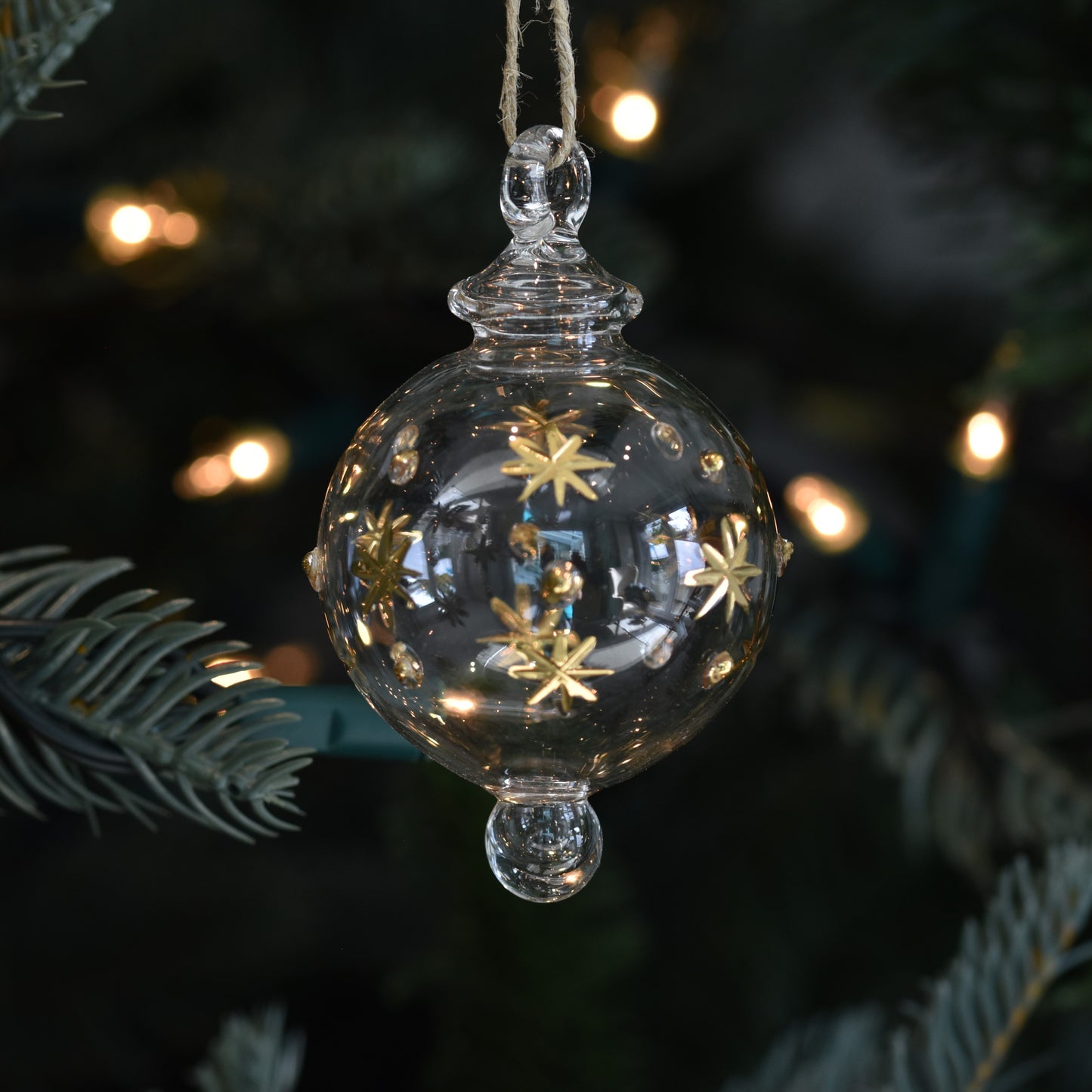 Night Sky Handblown Glass Bauble - Gold & Clear - Small