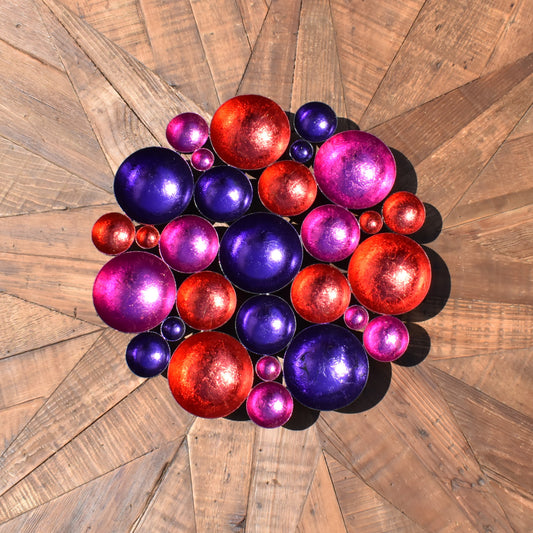 Foiled T-Light Holder Centrepiece - Red Cerise Purple