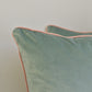 Mineral Aqua Green & Blush 55cm Velvet Cushion