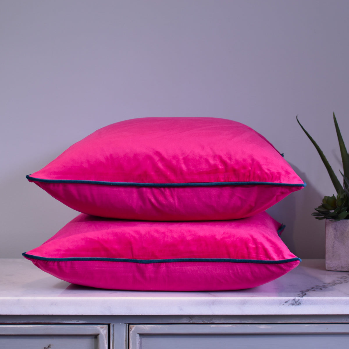 Teal White Raspberry Raspberry & Teal 55cm Velvet Cushion – Rural Urban