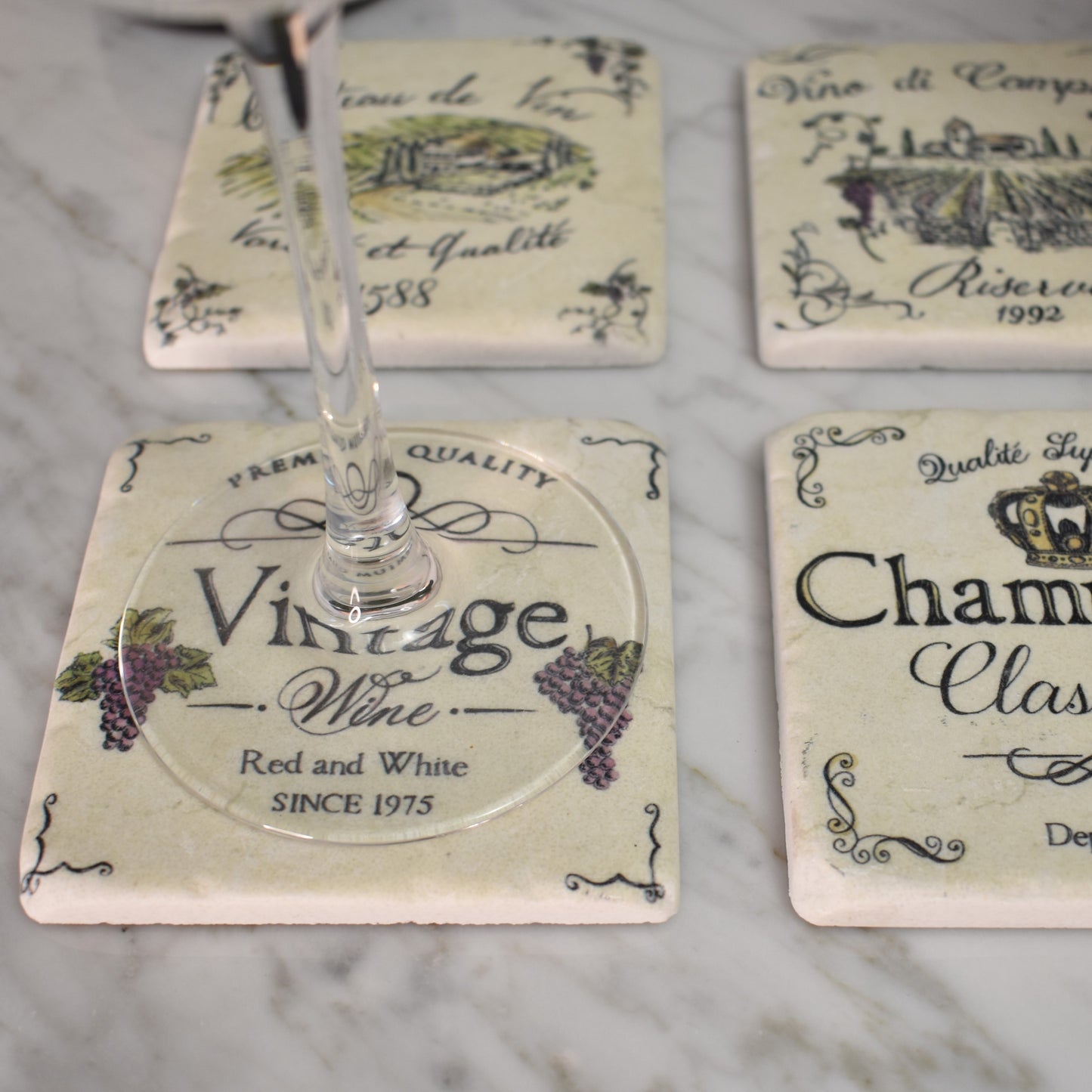 Wine Label Coasters - Set of Four