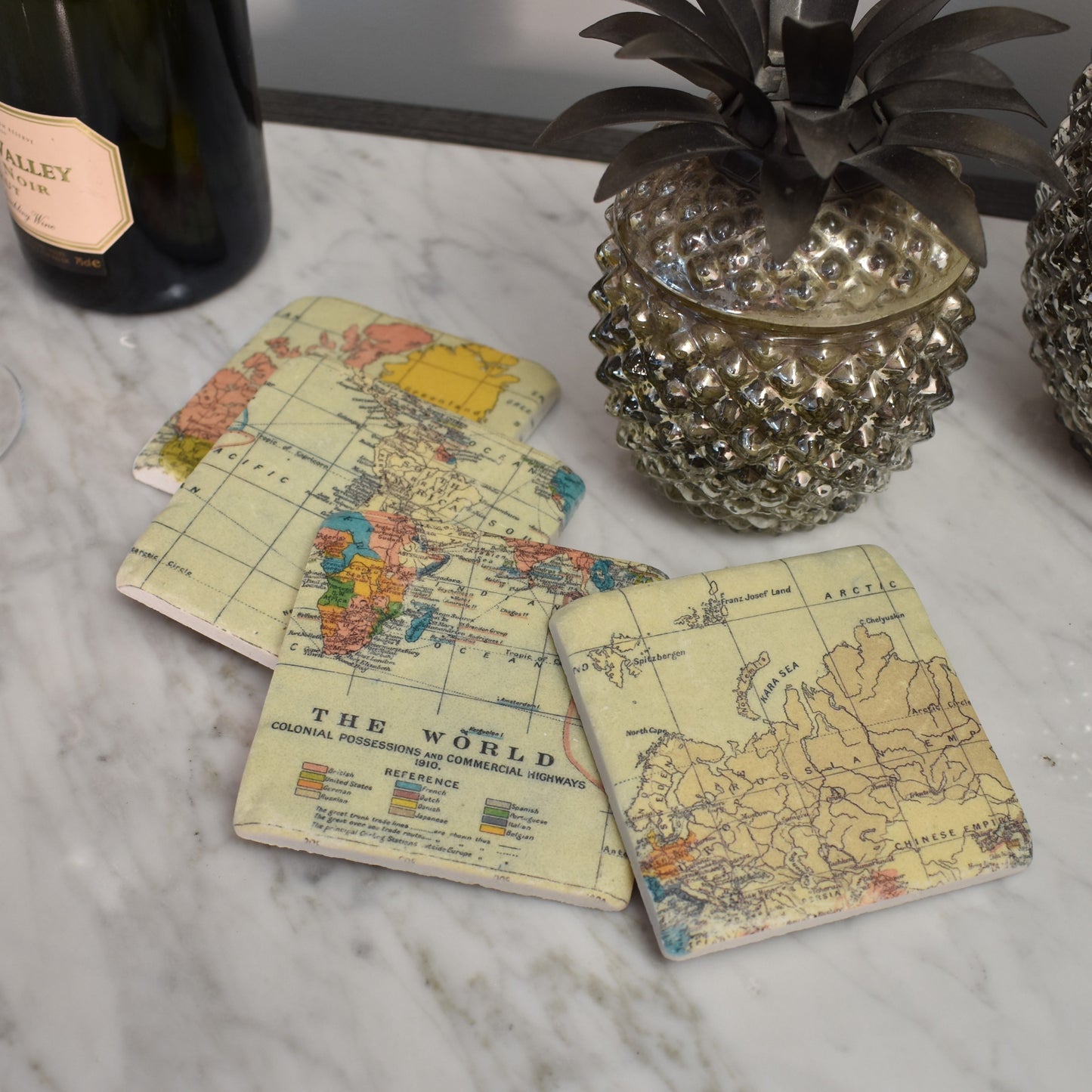 World Map Coasters - Set of Four