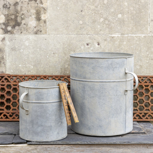 Zinc Storage Pots - Set of Two