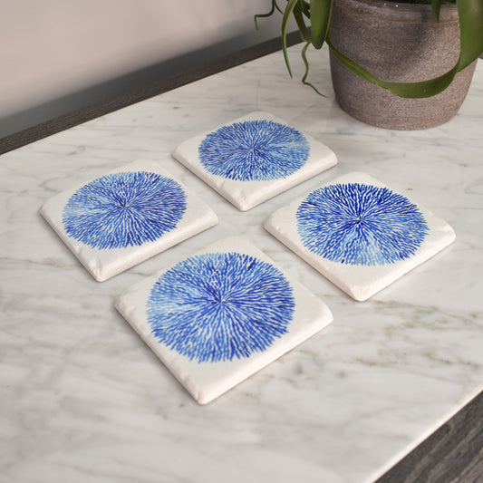 Blue Coral Coasters - Set of Four