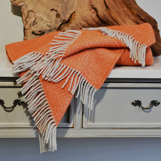 Burnt Orange & Grey Windmill Pure Wool Throw