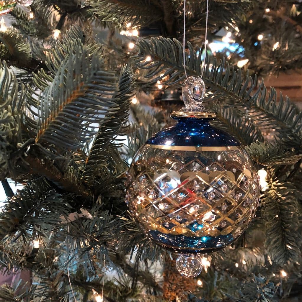 Carnival Handblown Glass Bauble - Blue - Large