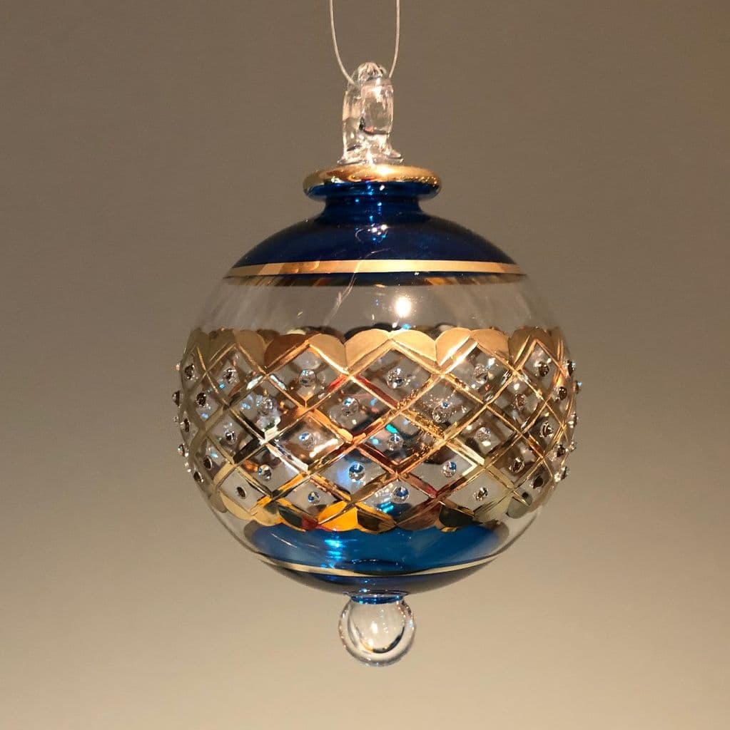 Carnival Handblown Glass Bauble - Blue - Large