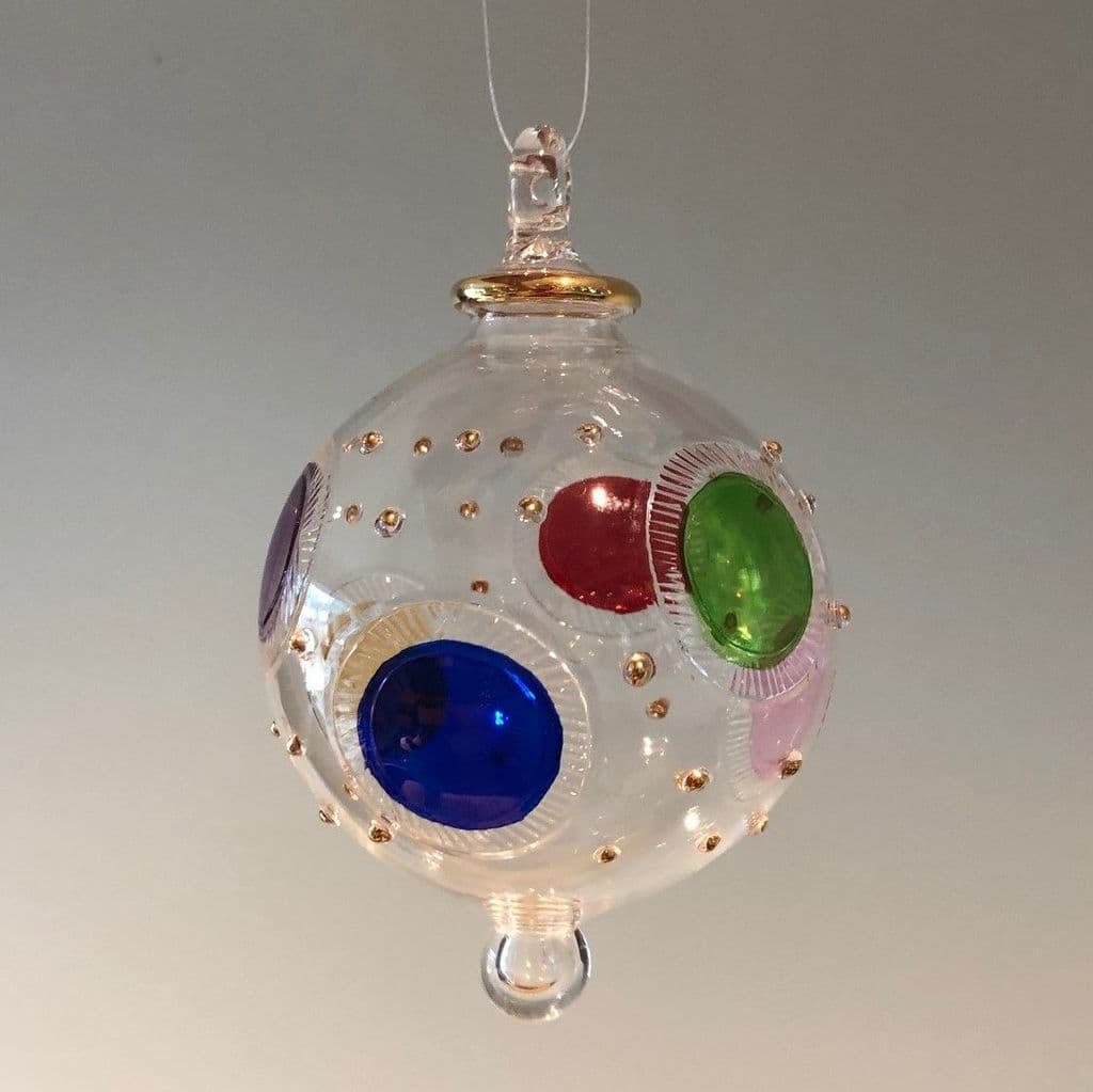 Disco Smarties Handblown Glass Bauble - Multi Colour - Large