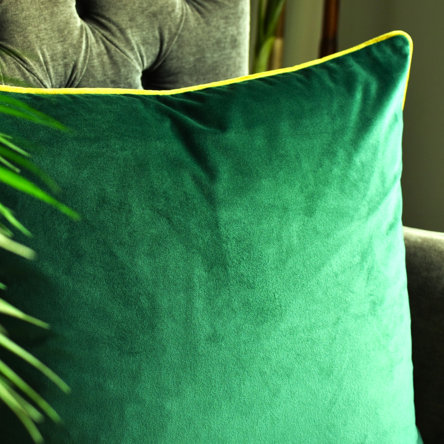 Emerald Green & Moss 55cm Velvet Cushion