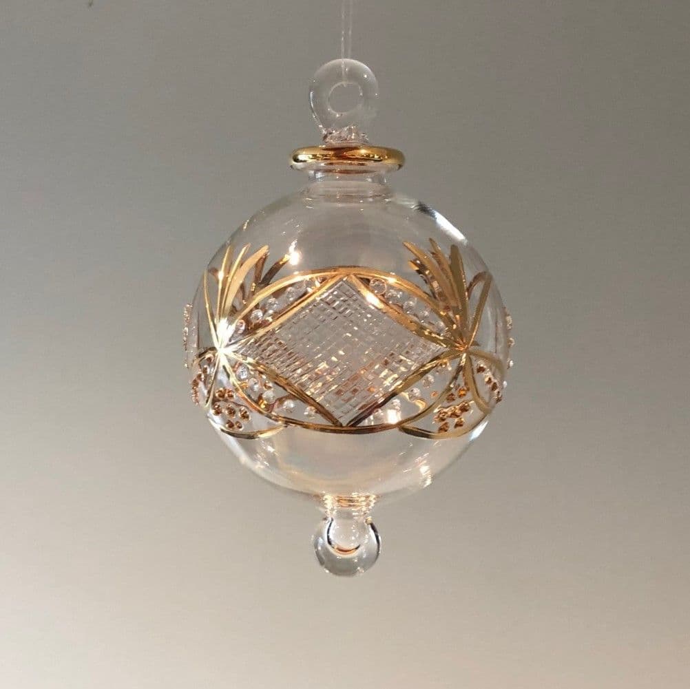 Gatsby Handblown Glass Bauble - Gold & Clear - Large