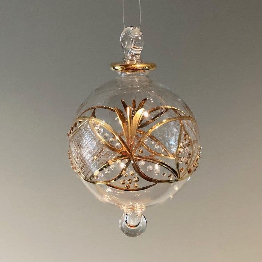 Gatsby Handblown Glass Bauble - Gold & Clear - Large