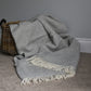 Silver Grey Herringbone Pure Wool Throw