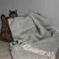 Silver Grey Herringbone Pure Wool Throw