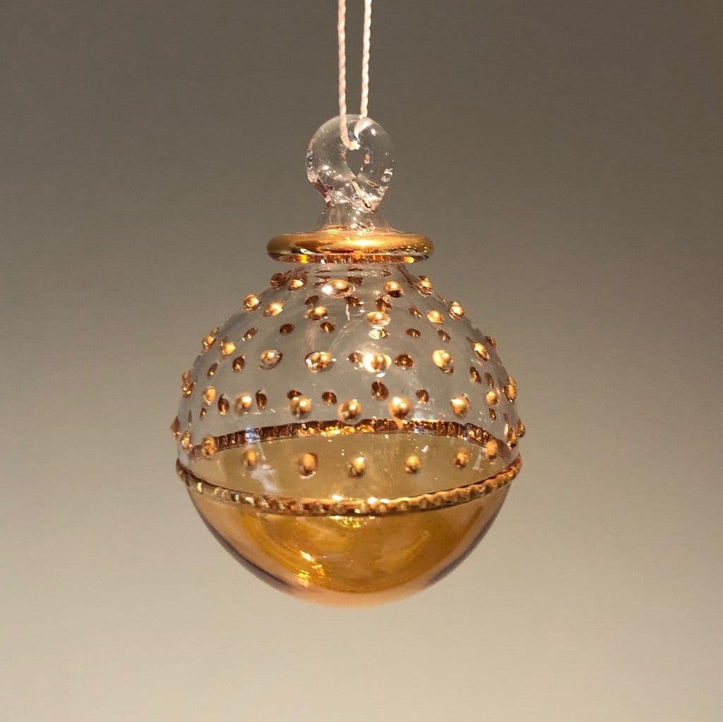 Horizon Handblown Glass Bauble - Deep Amber - Small