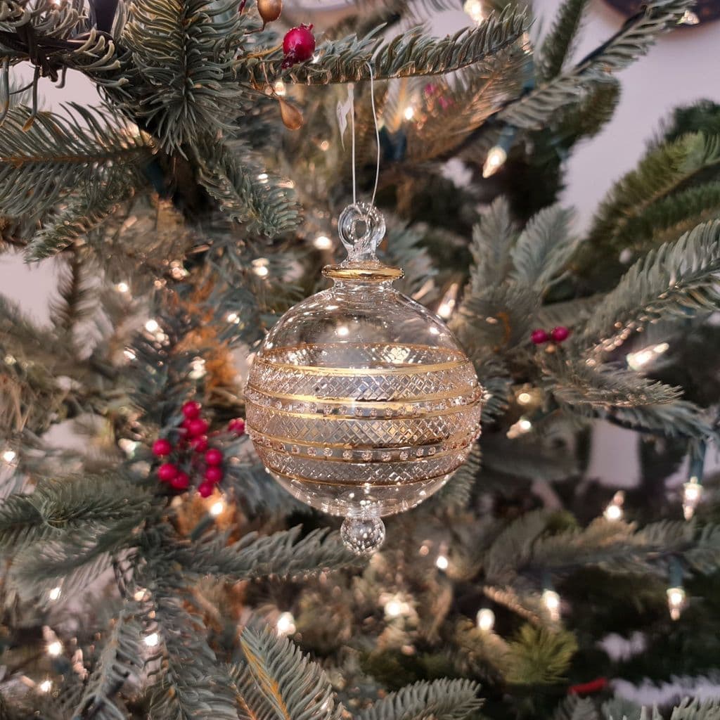 Infinity Handblown Glass Bauble - Gold & Clear - Large