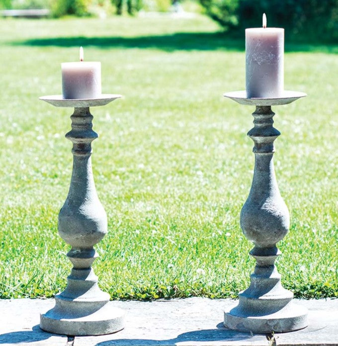 Grey Metal Candle Holder - Large