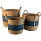 Blue Straw Baskets - Set of Three