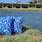 Outdoor Cushion - Blue Geometric