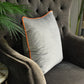 Silver Grey & Bright Orange 55cm Velvet Cushion