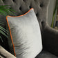 Silver Grey & Bright Orange 55cm Velvet Cushion