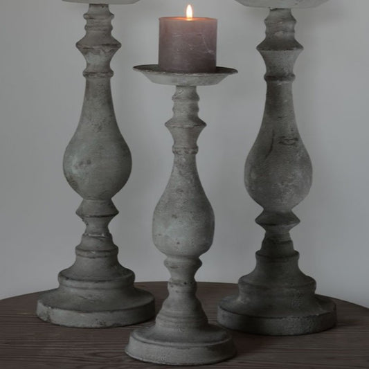 Grey Metal Candle Holder - Small