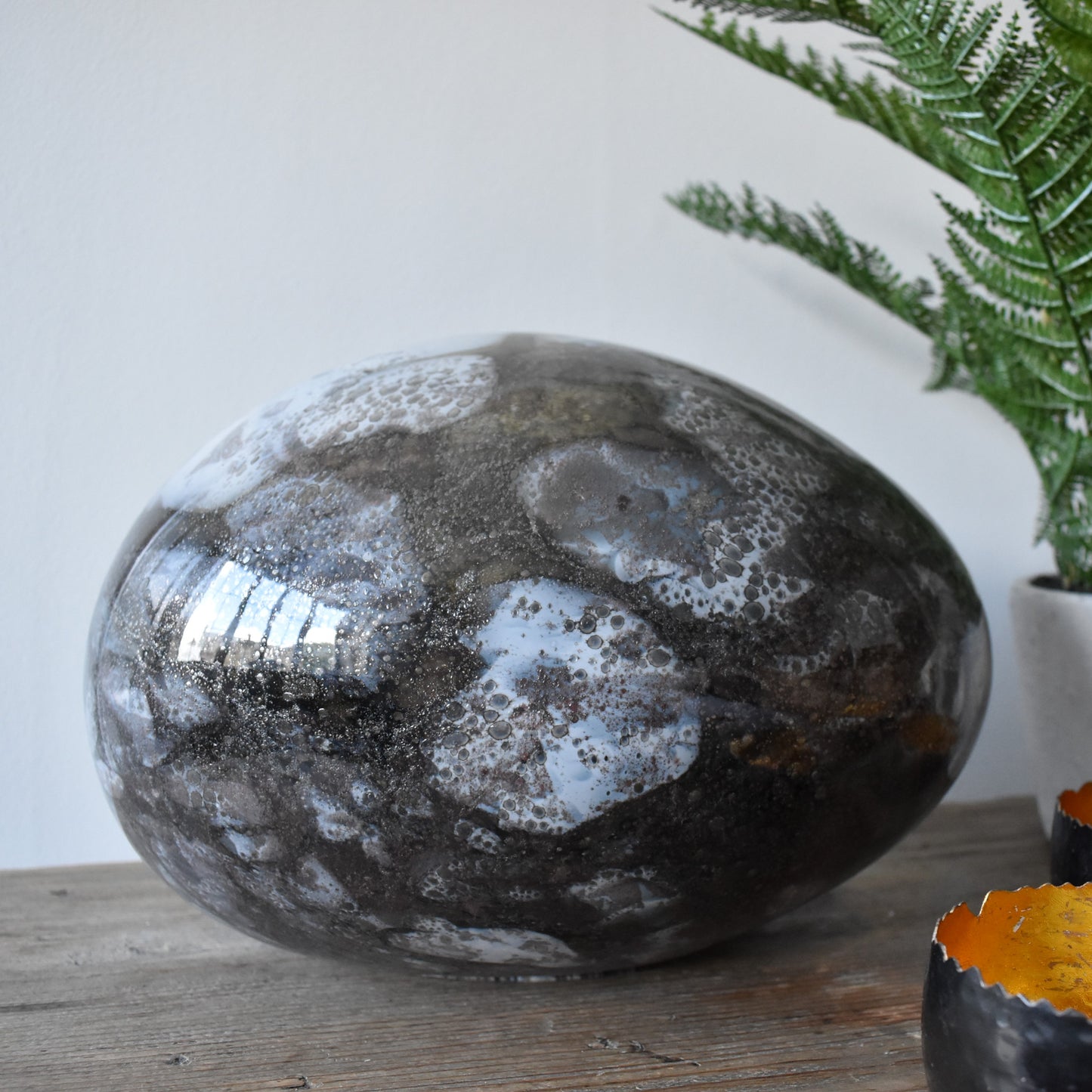 Smoked Quartz Handblown Glass Lamp - Rock