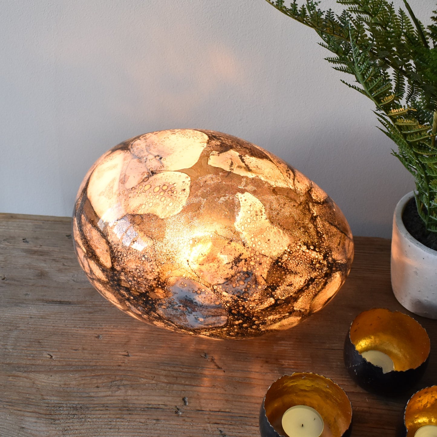 Smoked Quartz Handblown Glass Lamp - Rock