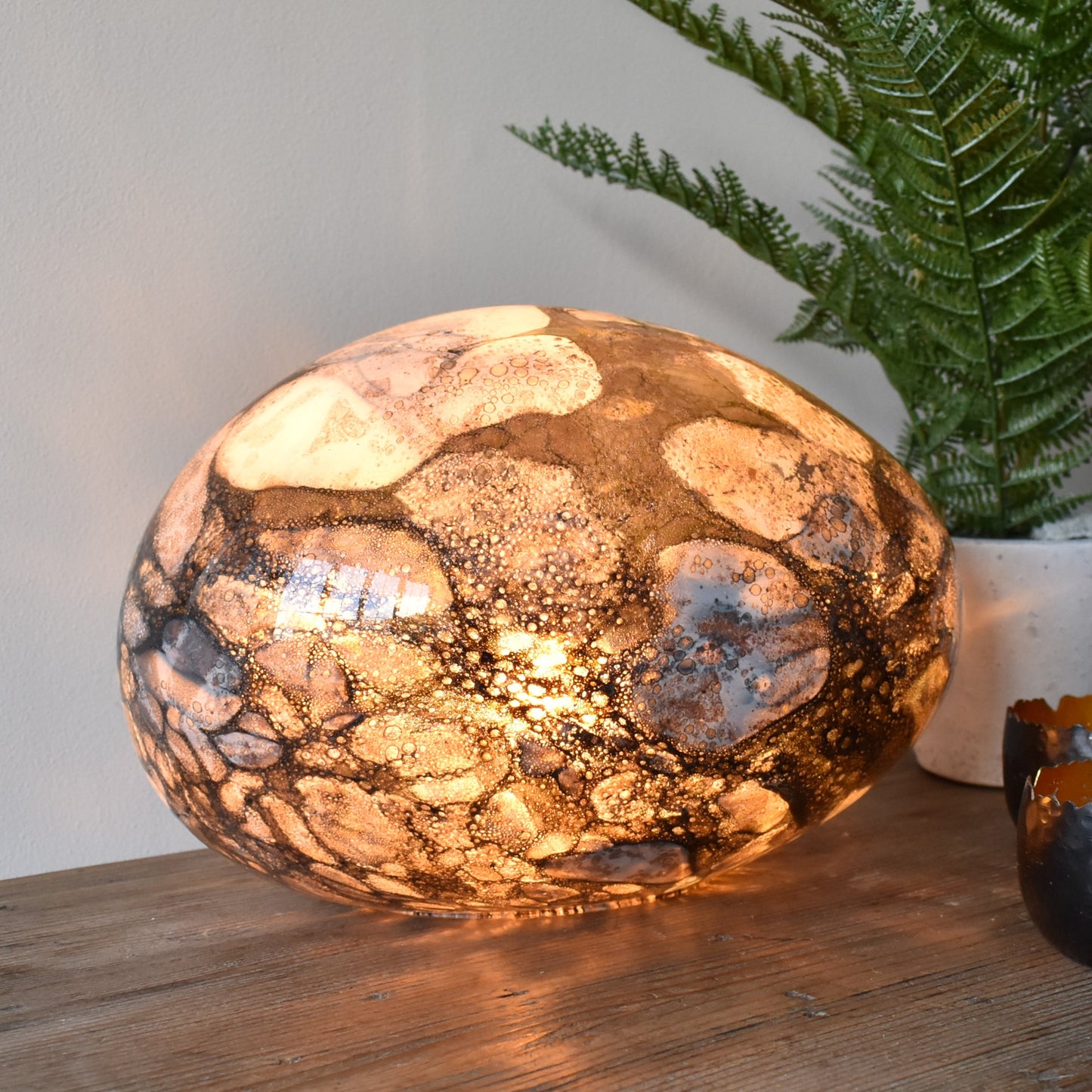 Smoked Quartz Handblown Glass Lamp - Rock