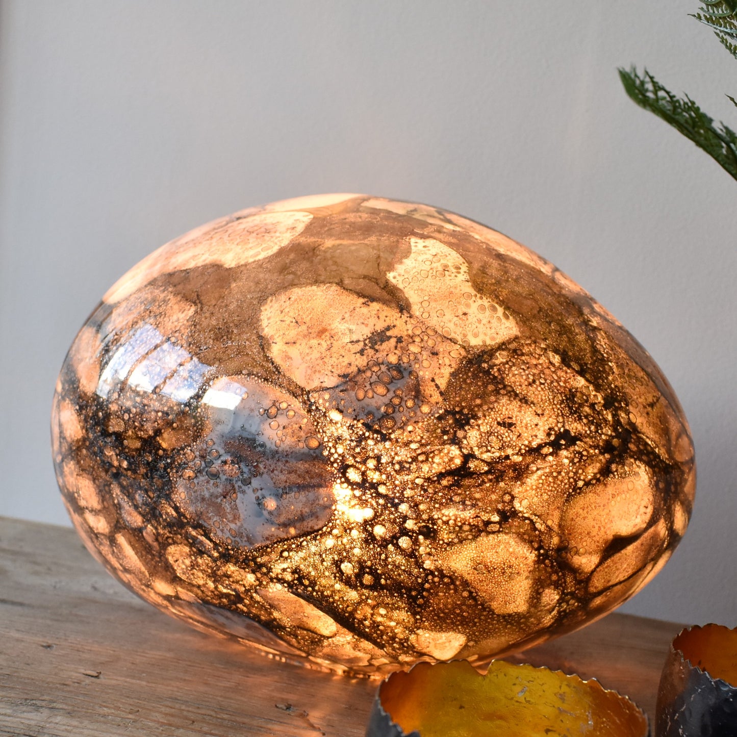 Smoked Quartz Handblown Glass Lamp - Rock