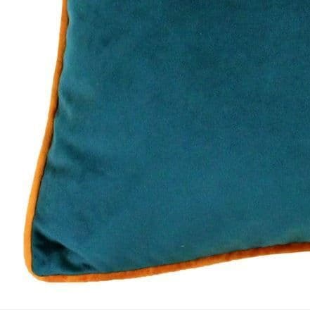 Teal Green & Orange 55cm Velvet Cushion