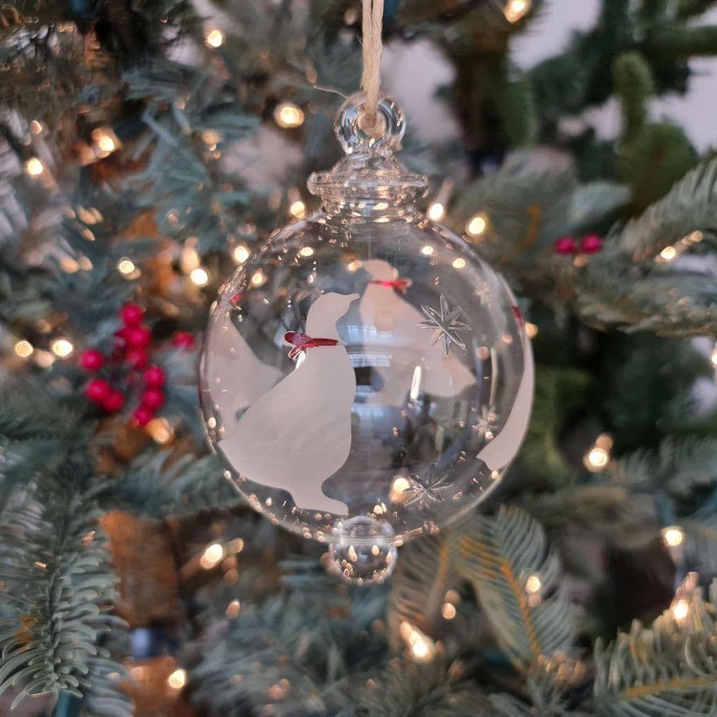 Goose Handblown Glass Bauble - Frosted - Large